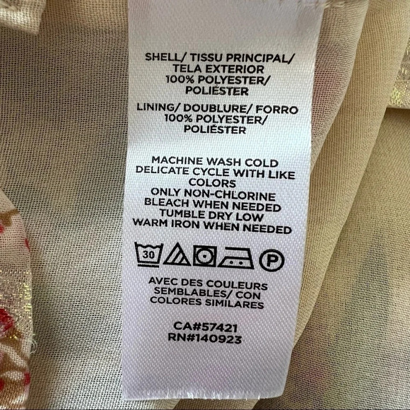 Loft shimmer floral chiffon ruffle puff sleeve blouse top 5725 - Picture 4 of 6